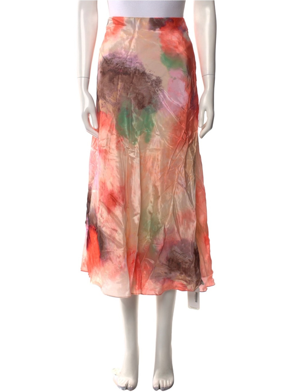Womens Watercolor Print Maxi Skirt - Pink/Orange